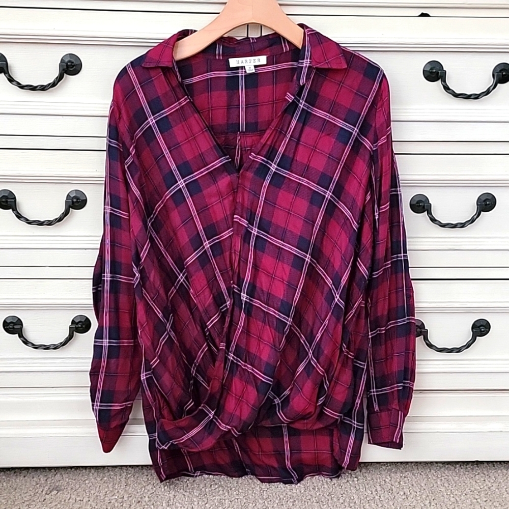 Francescas Harper plaid blouse